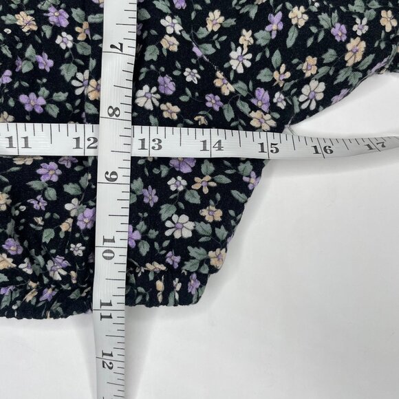 Aeropostale Floral Puff Sleeve Front Tie detail Crop Top Coquette Romantic Med - Picture 5 of 8